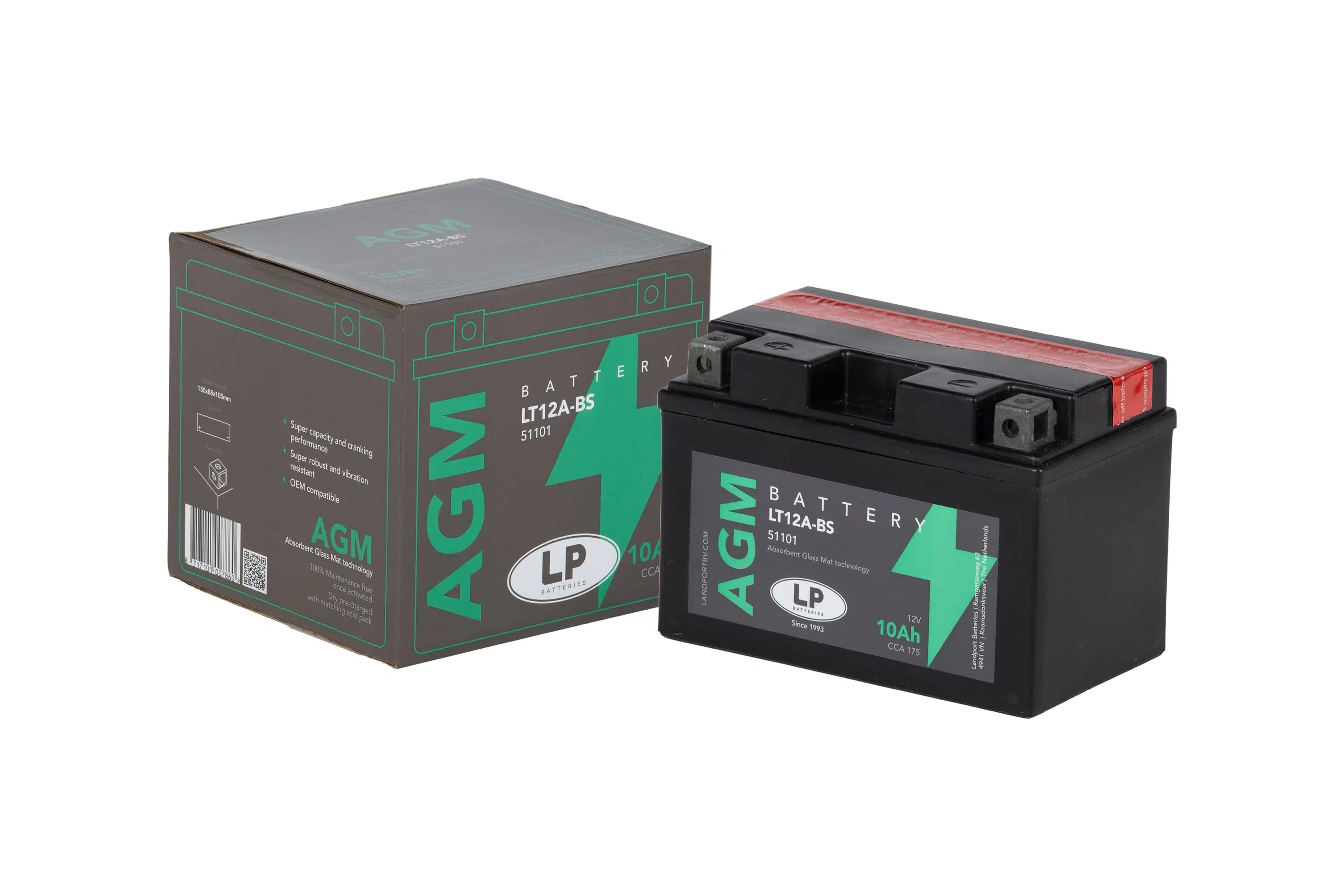 AGM AKÜ LT12A-BS 10 A KG: 3,29 L:150 W:88 H:105 CCA: 175 SYM WOLF 250cc 2013-2015