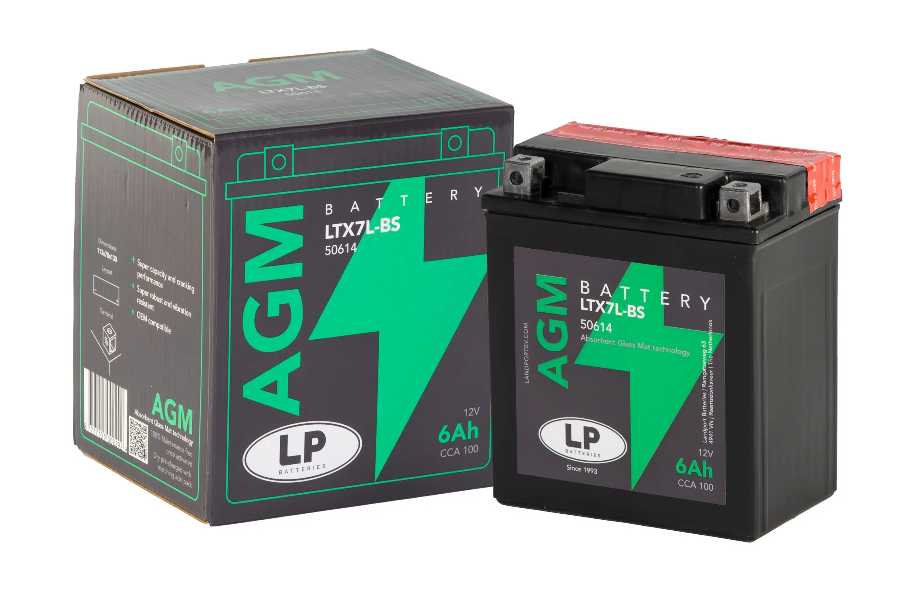 AGM AKÜ LTX7L-BS 6 A KG: 2,17 L:113 W:70 H:130 CCA: 100 YAMAHA YBR 250 250cc 2007-2011