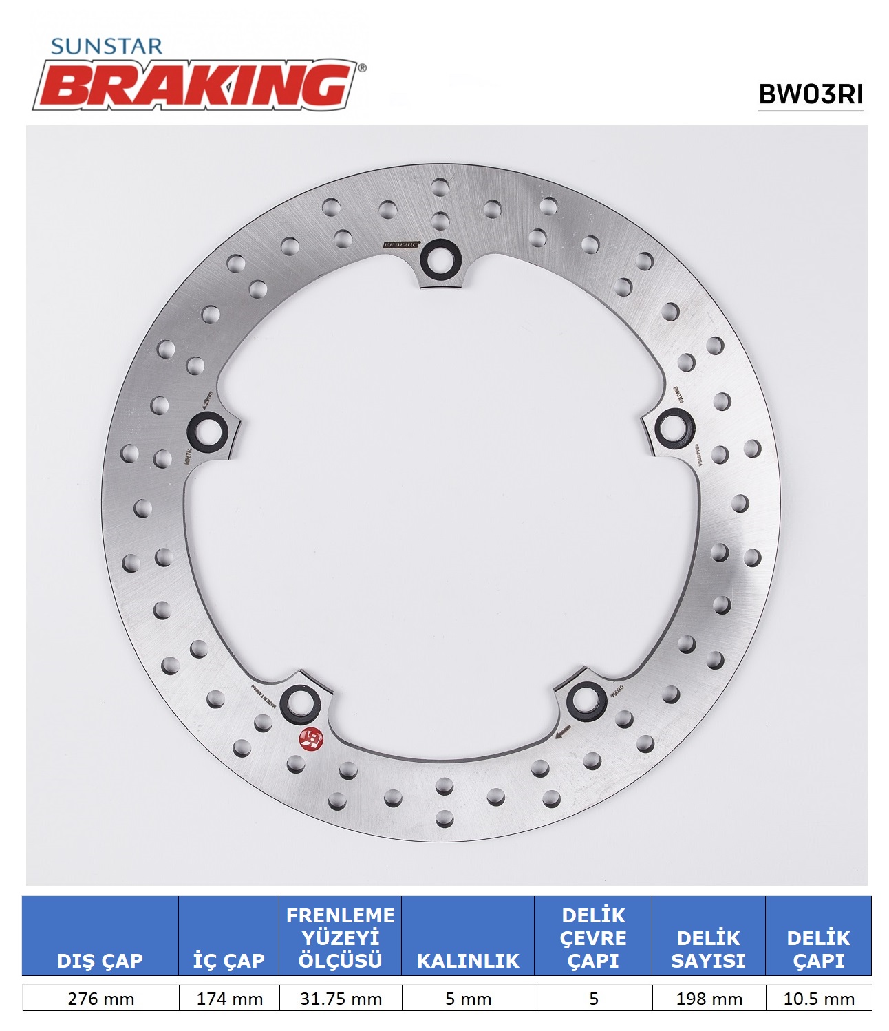 BMW R850-1100-1150 YUVARLAK ARKA FREN DİSKİ BMW R 1150 RT 1150cc ARKA 2001-2005