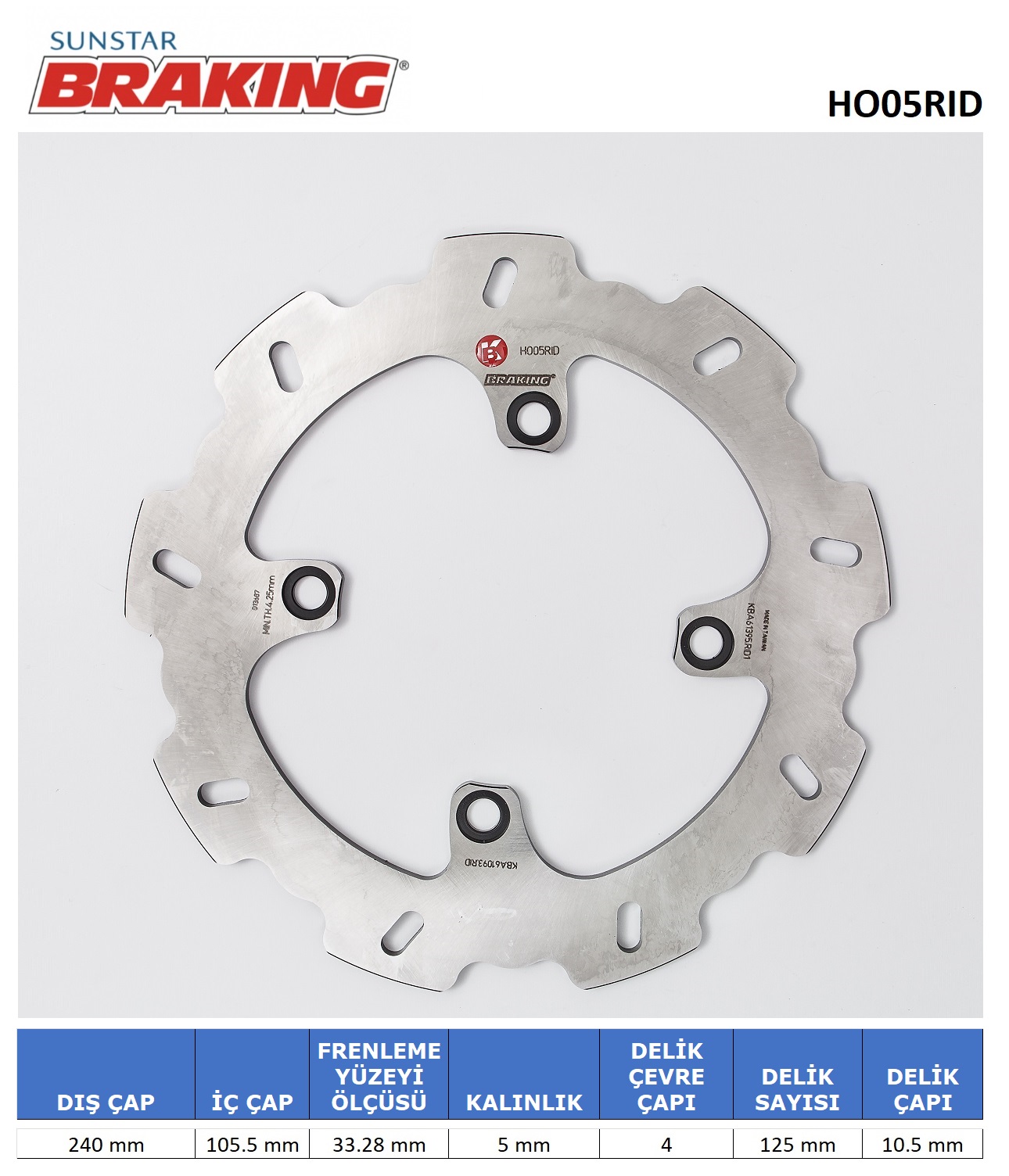 DALGALI ARKA FREN DİSKİ HONDA XL V TRANSALP ABS 700cc ARKA 2008-2011