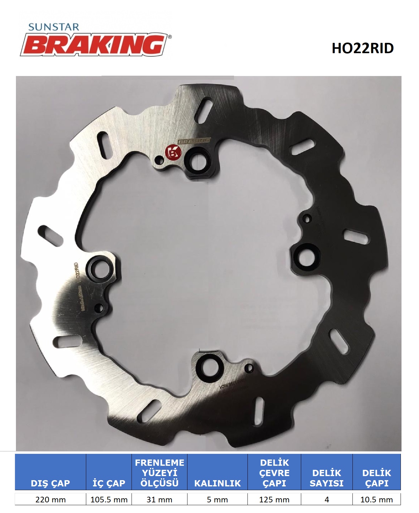 DALGALI ARKA FREN DİSKİ TRIUMPH SPEED TRIPLE R S RS 1050cc ARKA 2005-2021