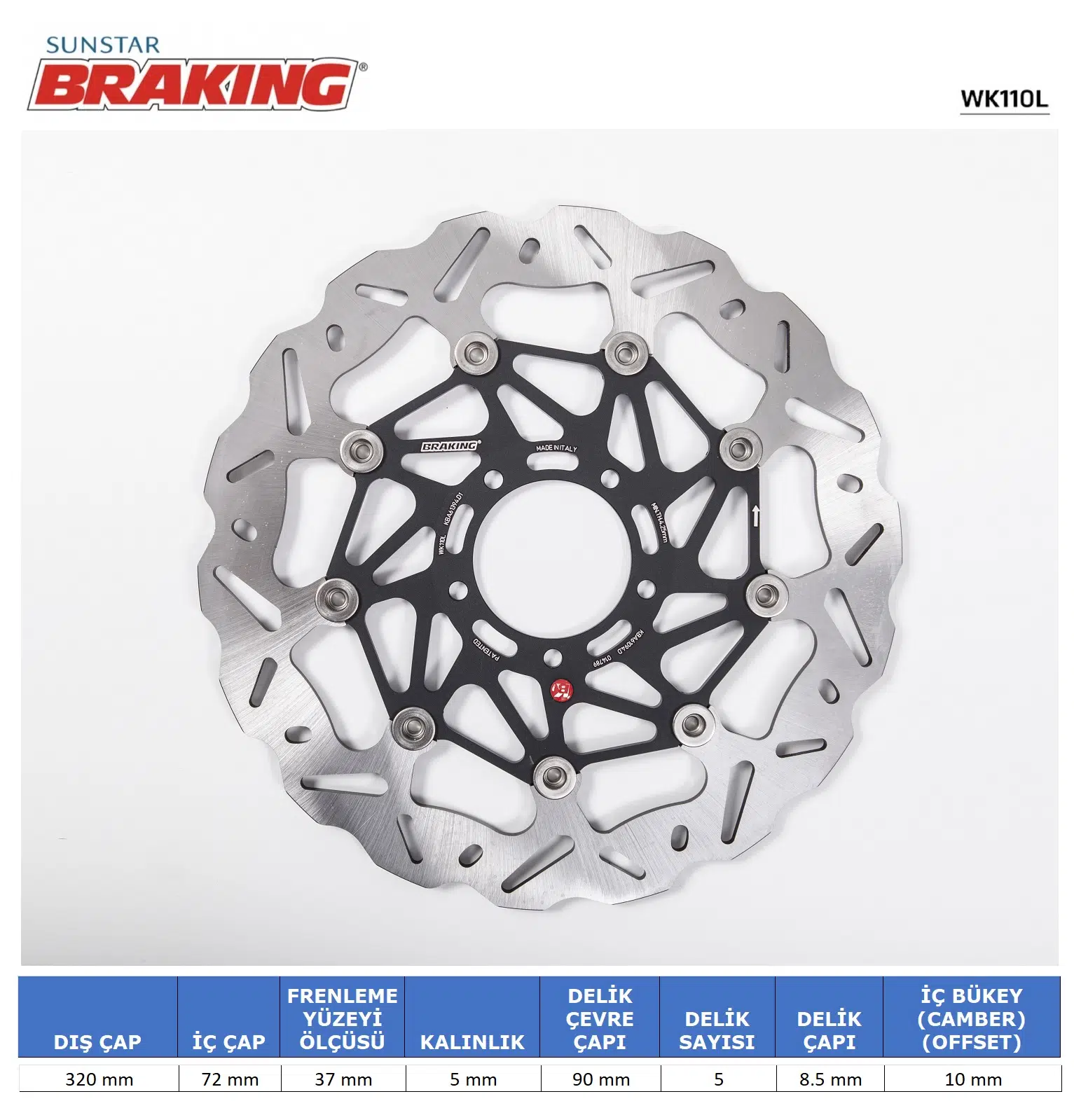 DUCATI DALGALI ÖN PERFORMANS FREN DİSKİ DUCATI X DIAVEL 1260cc ÖN SOL 2016-2018