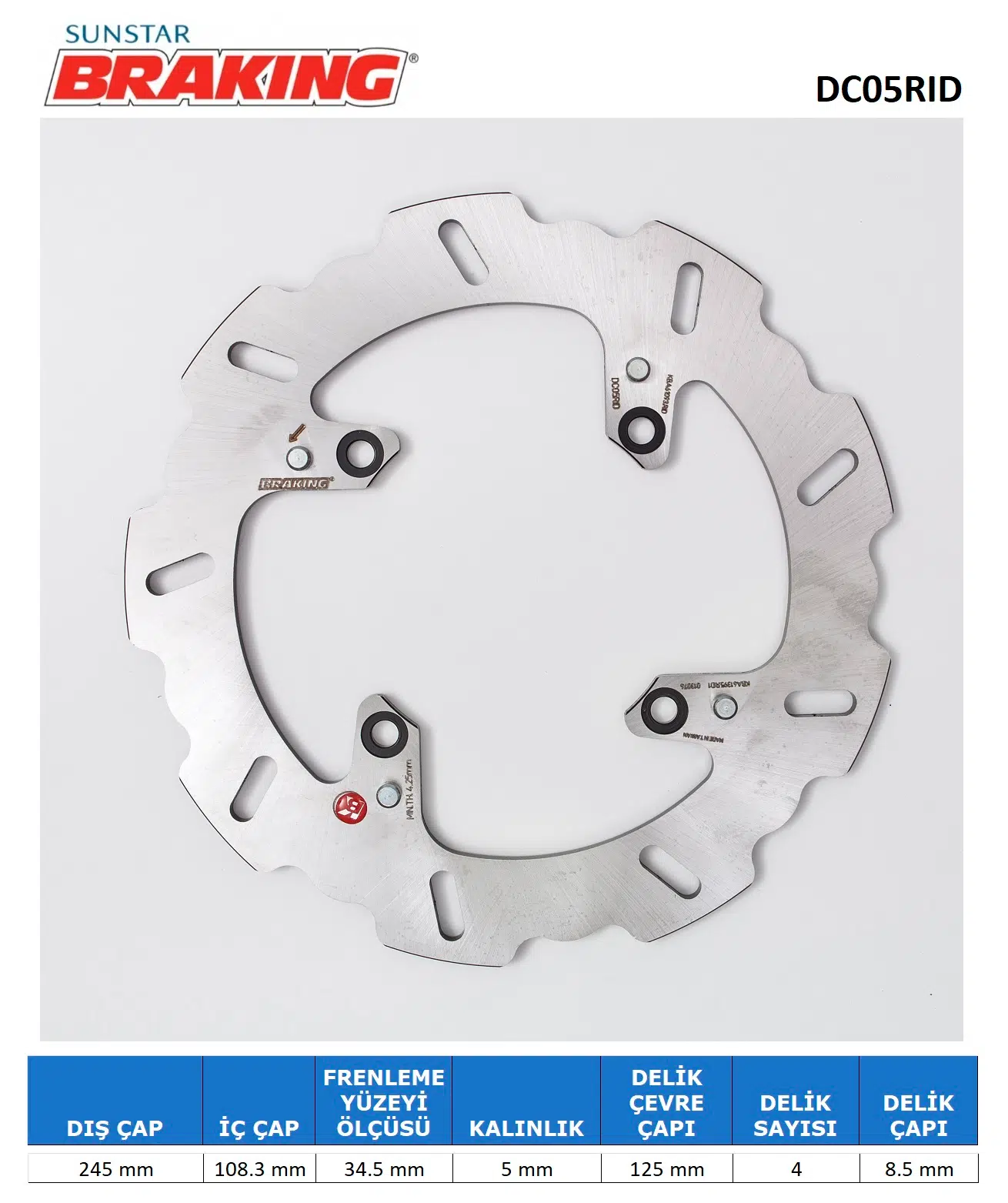 DUCATI HYPERMOTARD EVO SP ARKA DALGALI DİSK DUCATI STREETFIGHTER 848cc 2012-2015