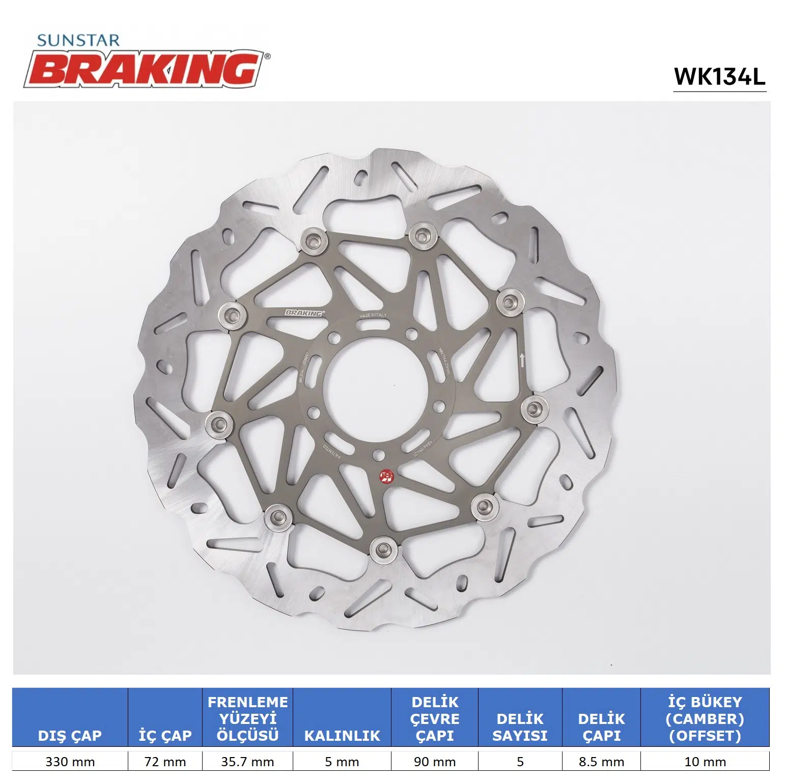 DUCATI MOSTER 1200 MULTISTRADA 1200-1260 S PIKESPEAK DALGALI ÖN PERFORMANS FREN DİSKİ ÖN SOL 2021-2024