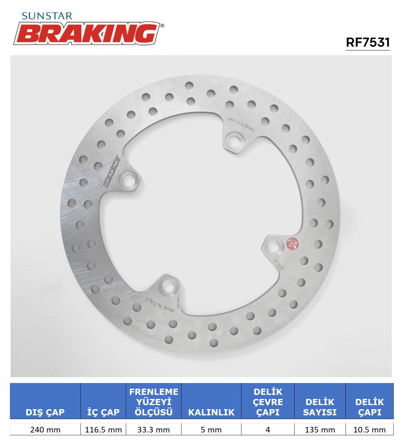 HONDA CBF 500-600-1000 X-ADV 750 CBR 600 F YUVARLAK ARKA FREN DİSKİ 2017-2025