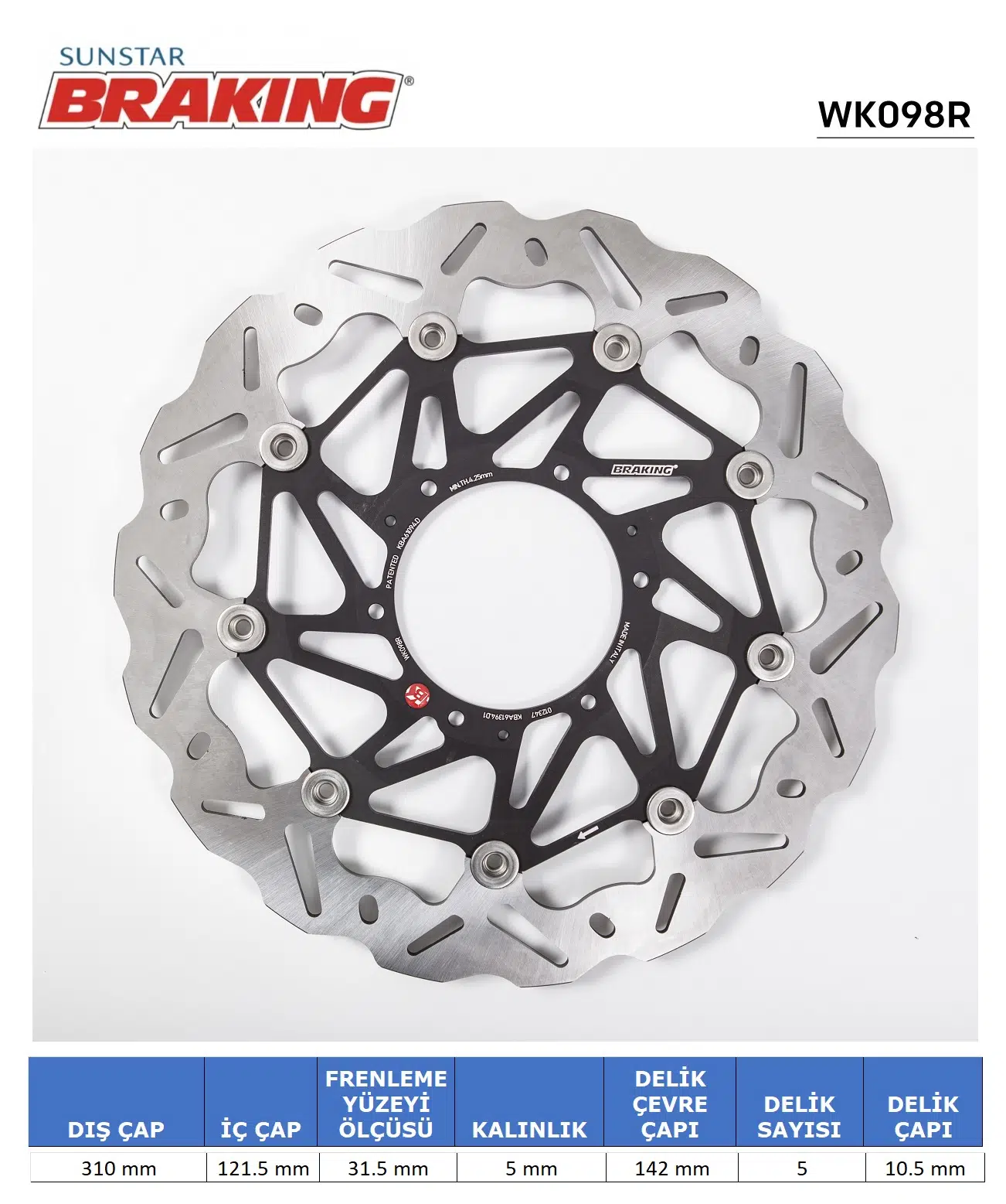 HONDA CBR 1000RR DALGALI ÖN PERFORMANS FREN DİSKİ ÖN SAĞ 2014-2016