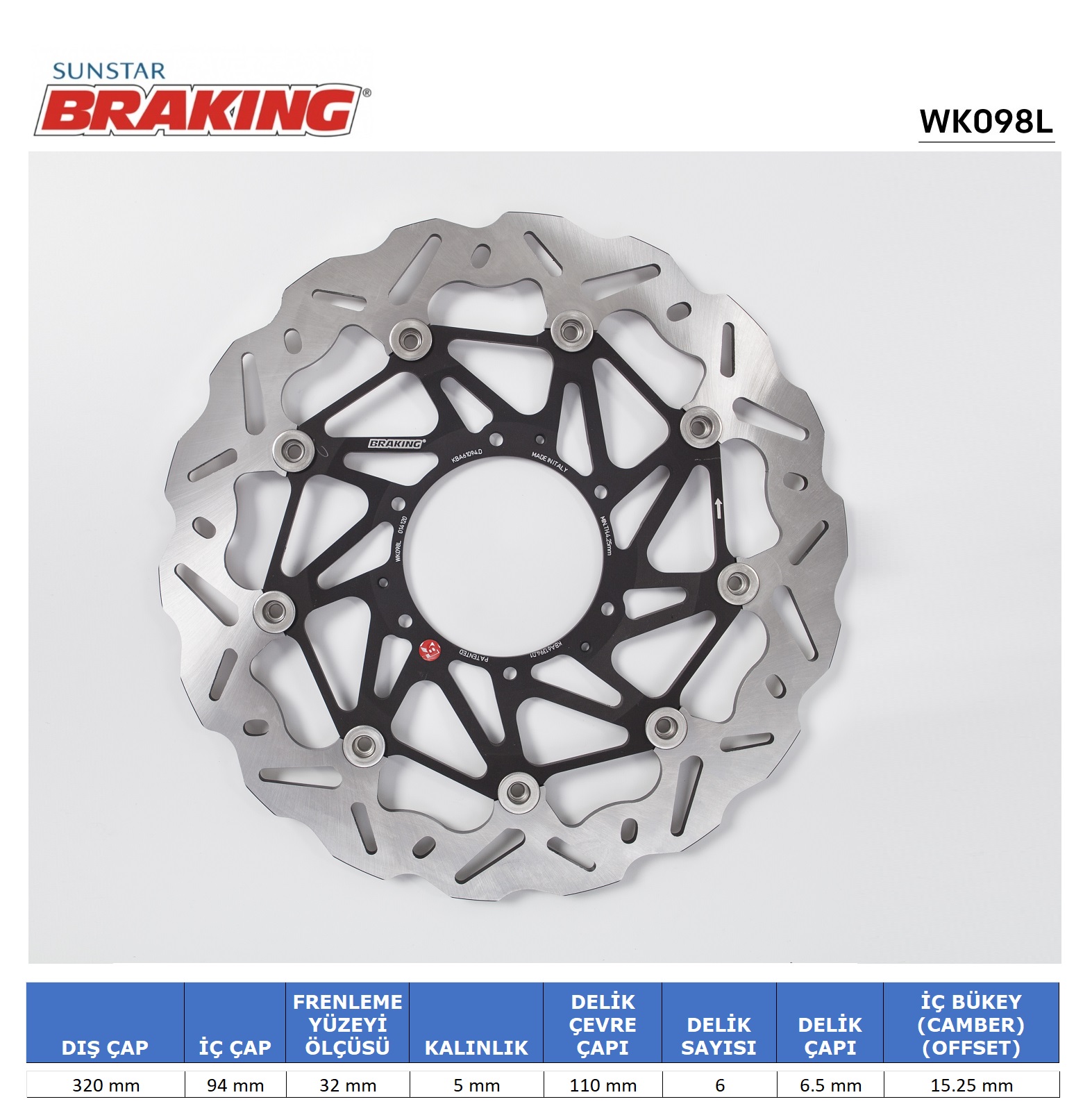 HONDA CBR 1000RR DALGALI ÖN PERFORMANS FREN DİSKİ ÖN SOL 2014-2016
