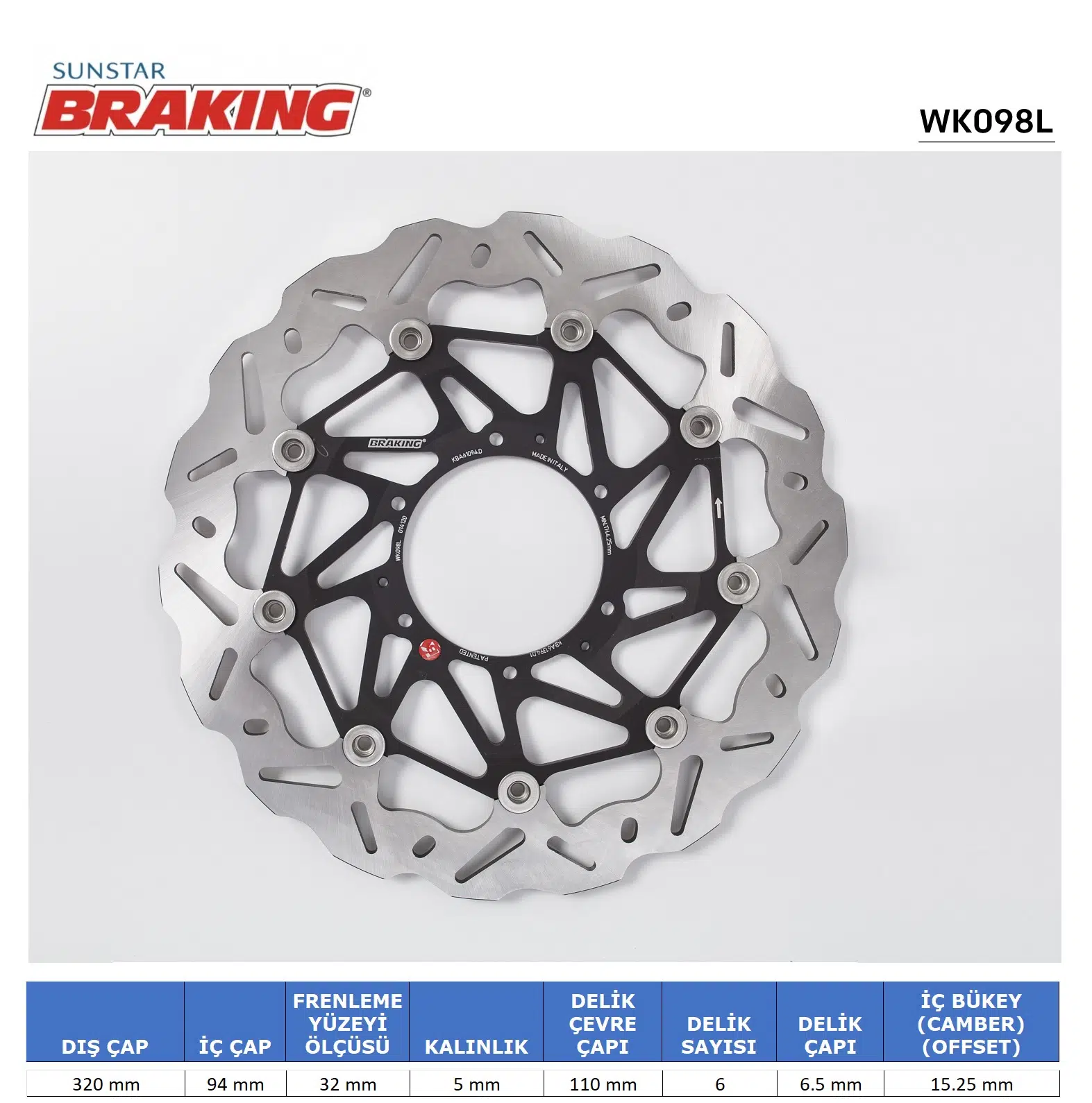 HONDA CBR 1000RR DALGALI ÖN PERFORMANS FREN DİSKİ ÖN SOL 2014-2016