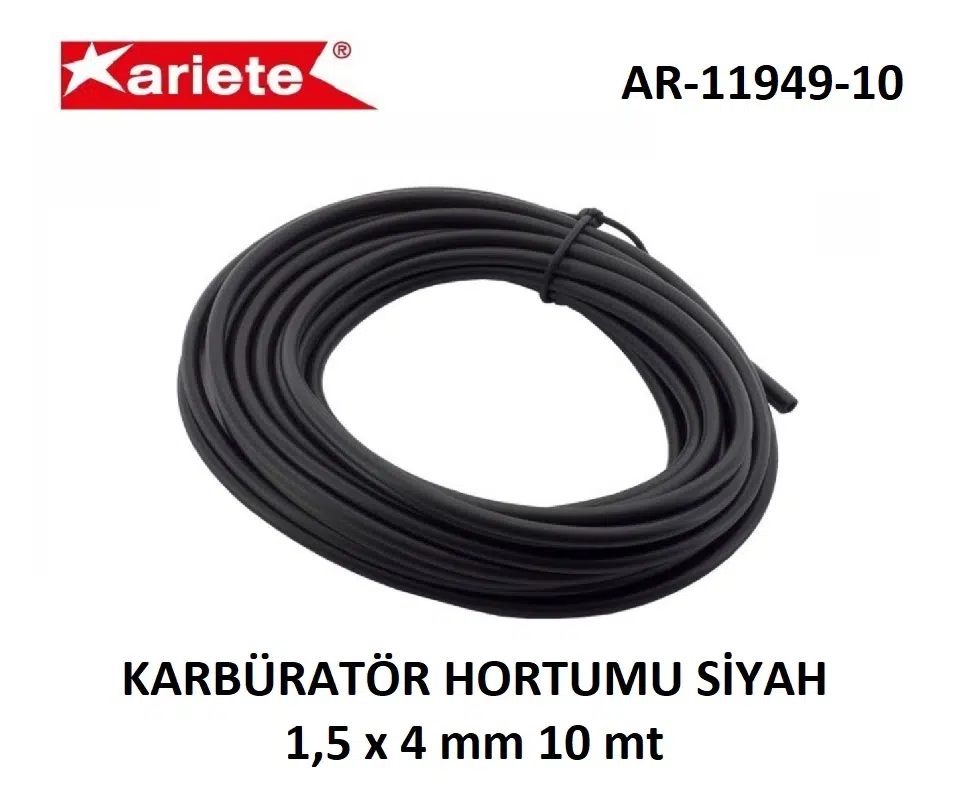 KARBÜRATÖR HORTUMU SİYAH 1,5 x 4 mm 10 mt UNIVERSAL cc