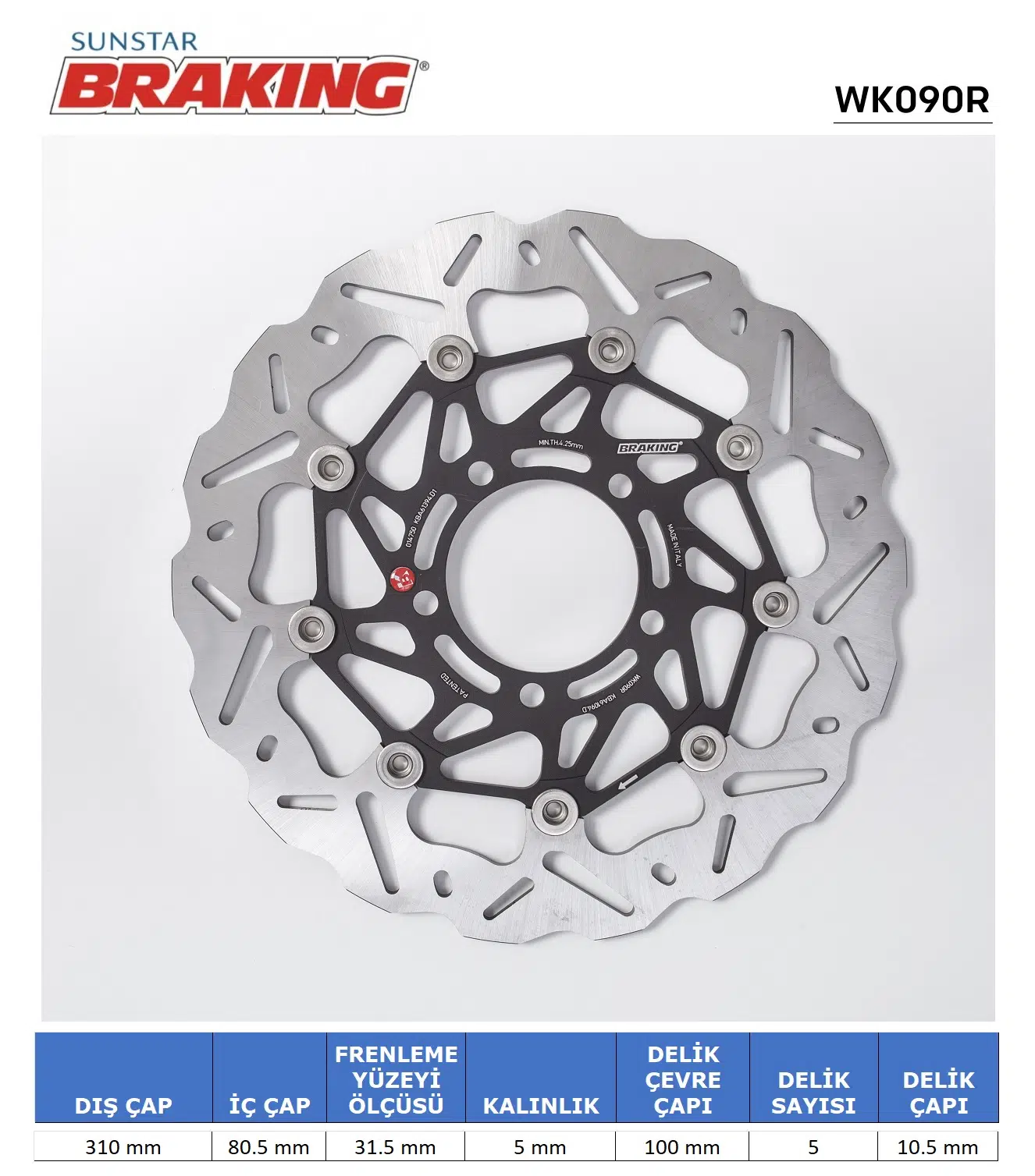 KAWASAKI DALGALI ÖN PERFORMANS FREN DİSKİ KAWASAKI ZZR ZX-14R 1400cc ÖN SAĞ 2006-2020