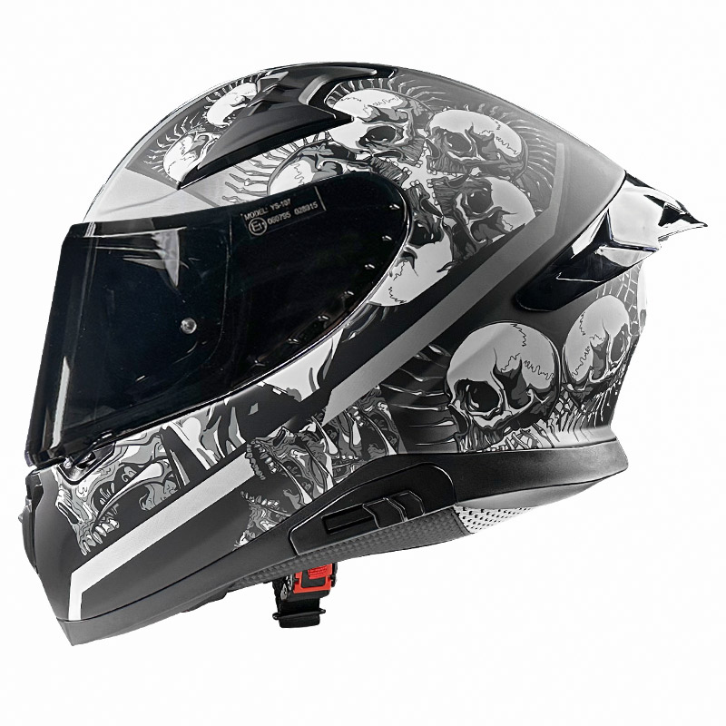 Pilot Snake SV Skull Mat Gri Kurukafa Kapalı Motosiklet Kaskı