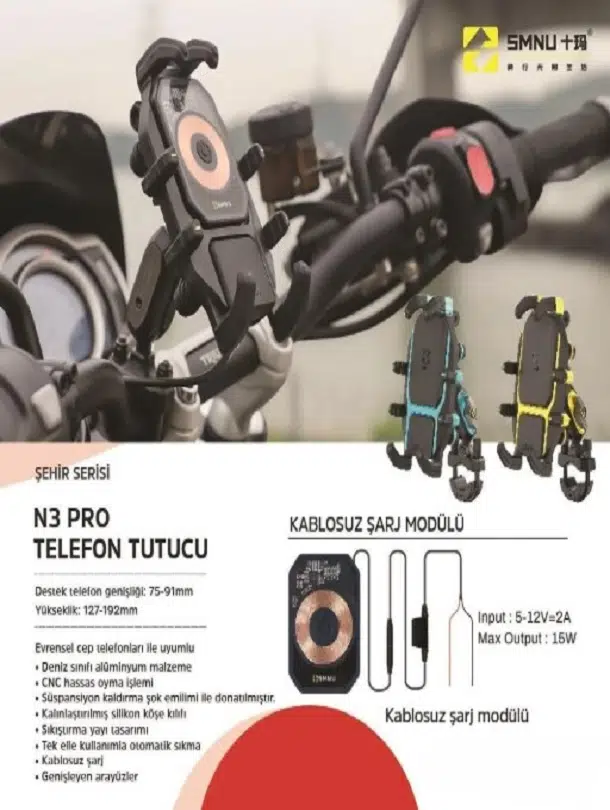 SMNU N3 PRO TELEFON TUTUCU SİYAH SARI