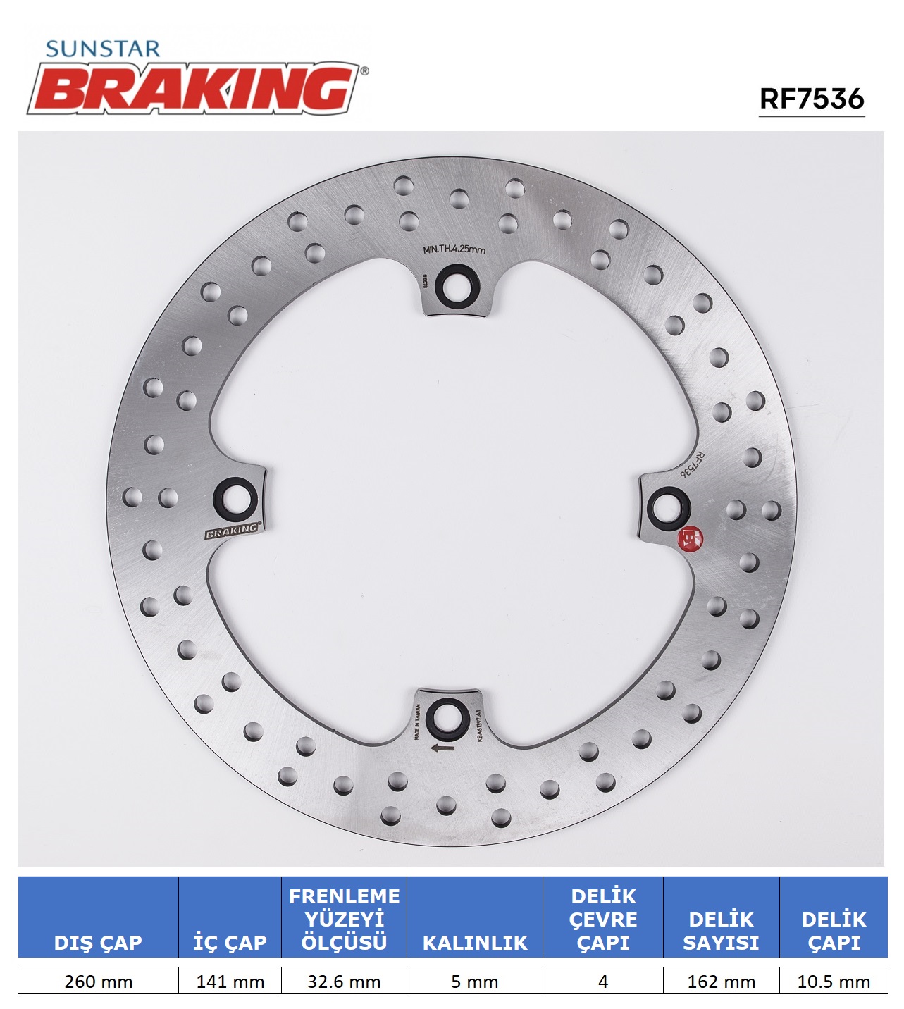 SUZUKI DL 650-1000-1050 KAWASAKI KLV 1000 YUVARLAK ARKA FREN DİSKİ 2020-2022