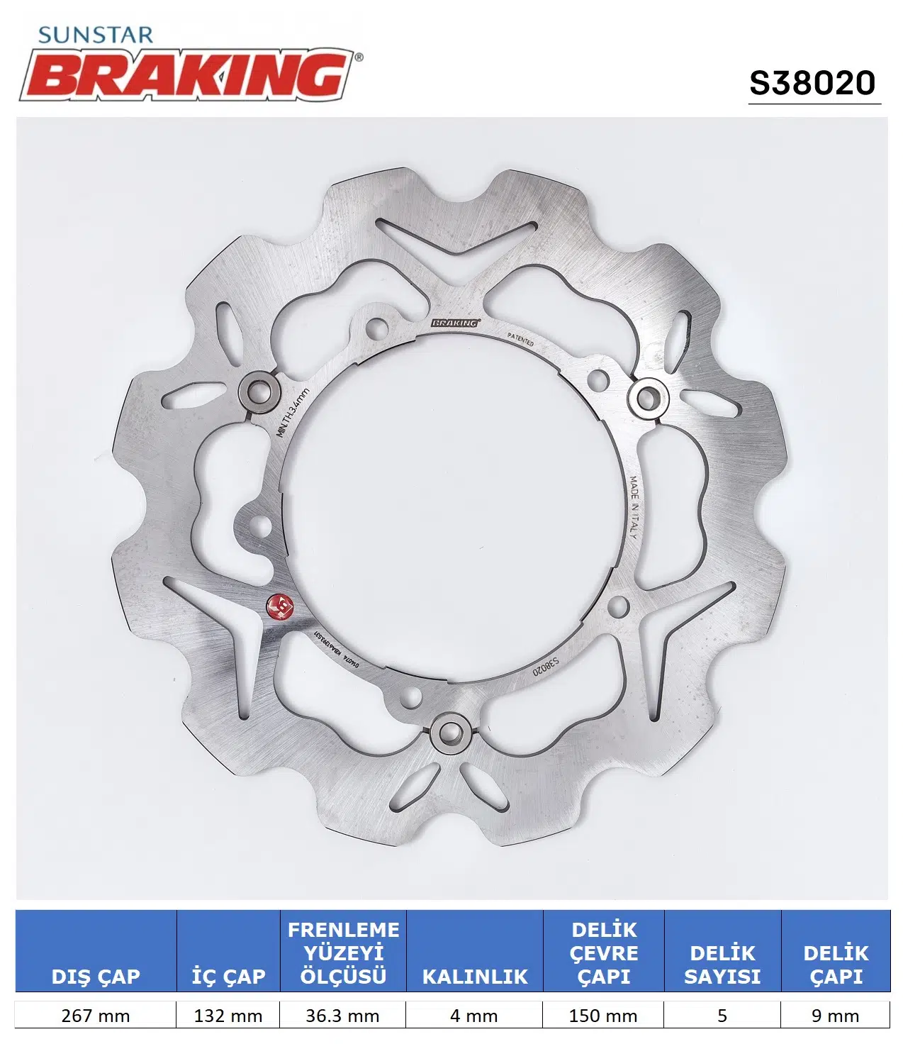 YAMAHA MAJESTY 400 T-MAX 530-560 DALGALI ÖN FREN DİSKİ ÖN İKİ TAKIM KULLANIR 2020-2023