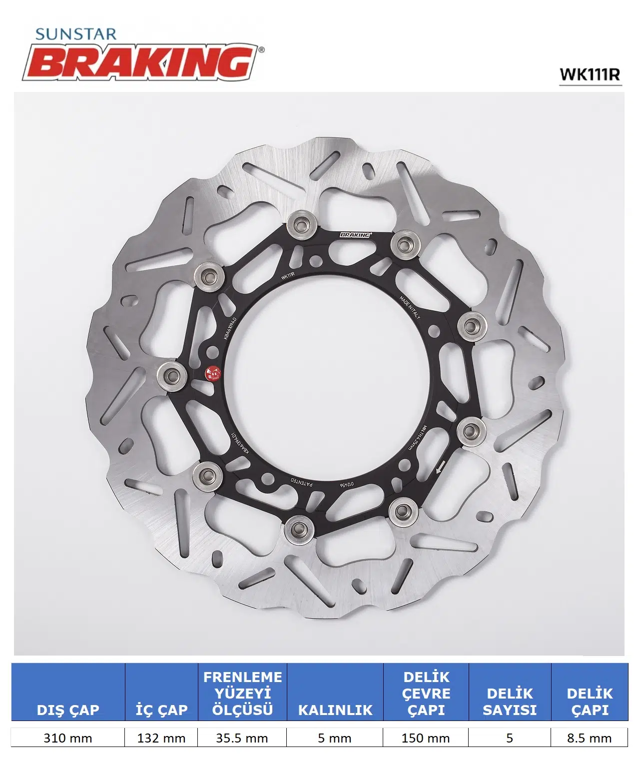 YAMAHA R6 FZ8 XTZ 1200 DALGALI ÖN PERFORMANS FREN DİSKİ ÖN SAĞ 2006-2010