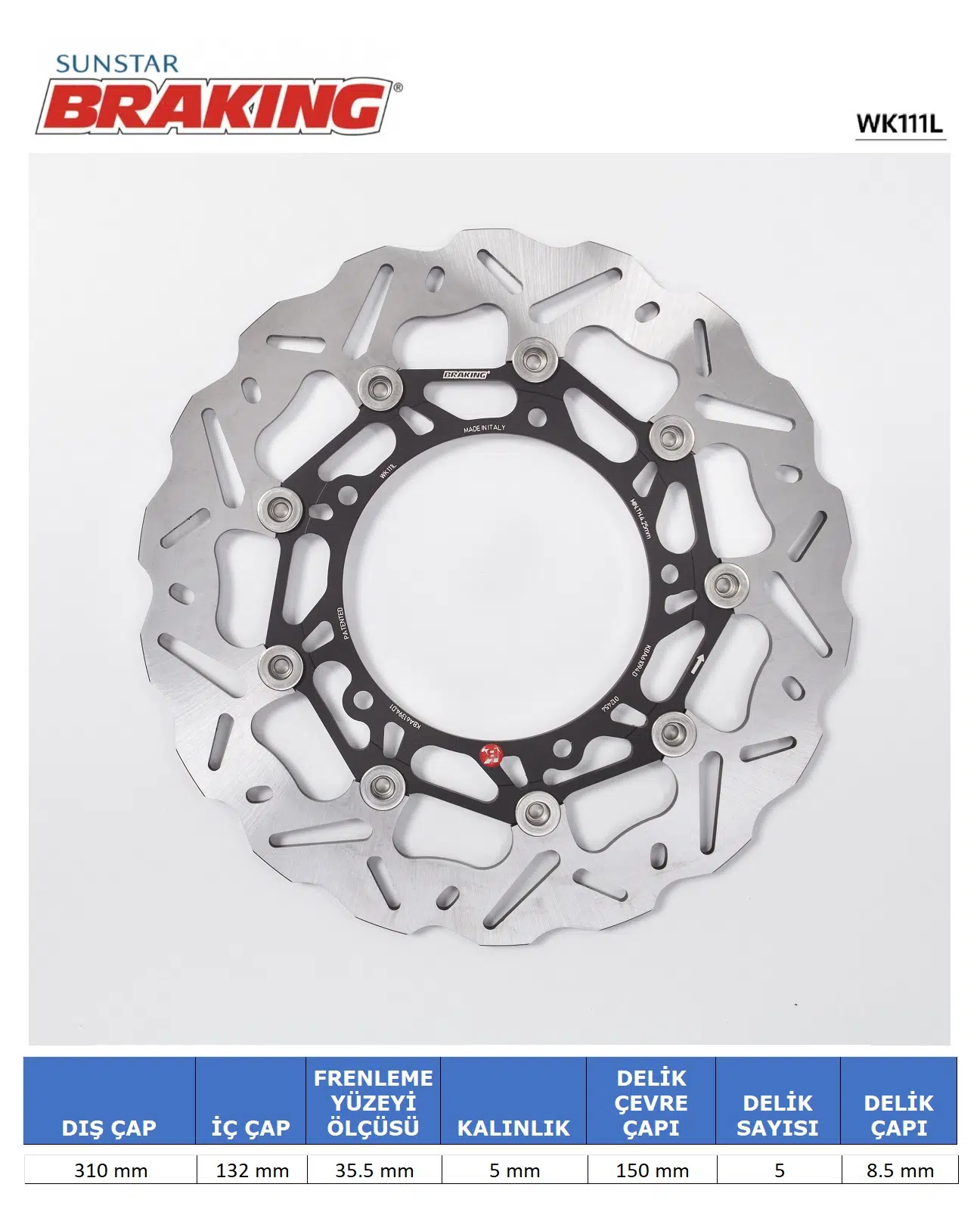 YAMAHA R6 FZ8 XTZ 1200 DALGALI ÖN PERFORMANS FREN DİSKİ ÖN SOL 2006-2010
