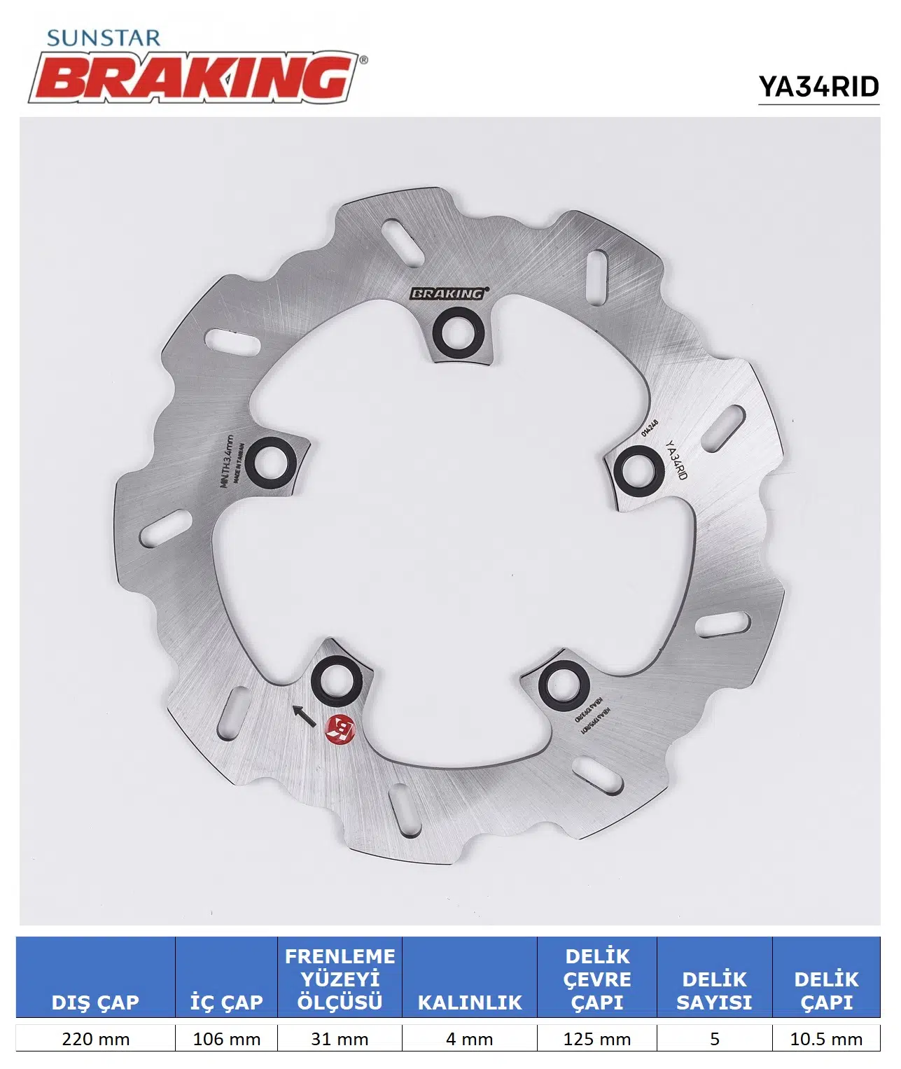 YAMAHA R6 R1 MT-10 DALGALI ARKA FREN DİSKİ ARKA 2006-2010