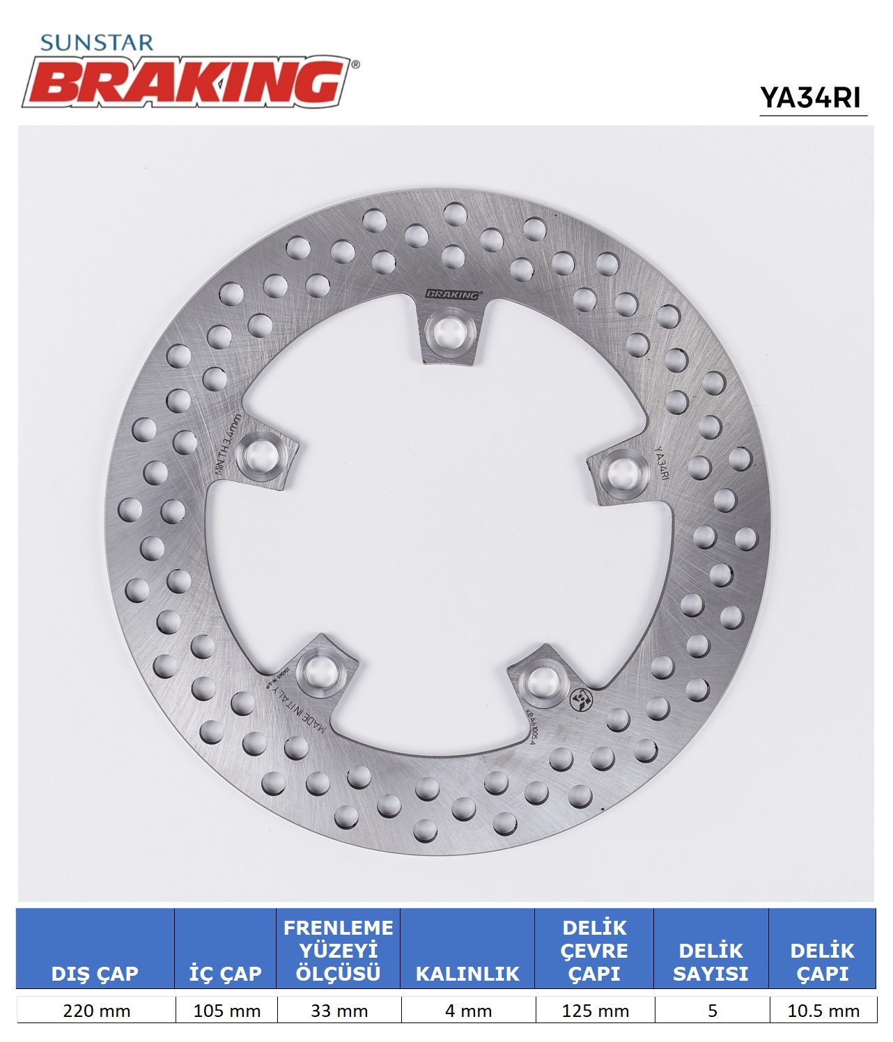 YAMAHA R6 R1 MT-10 YUVARLAK ARKA FREN DİSKİ ARKA 2006-2010