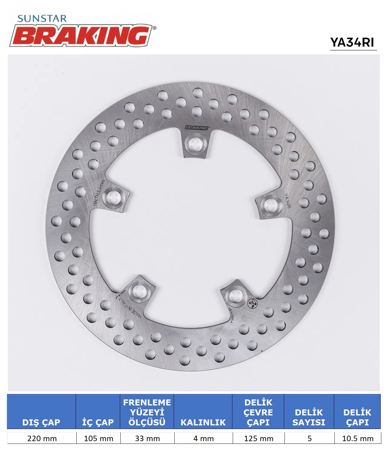 YAMAHA R6 R1 MT-10 YUVARLAK ARKA FREN DİSKİ ARKA 2006-2010