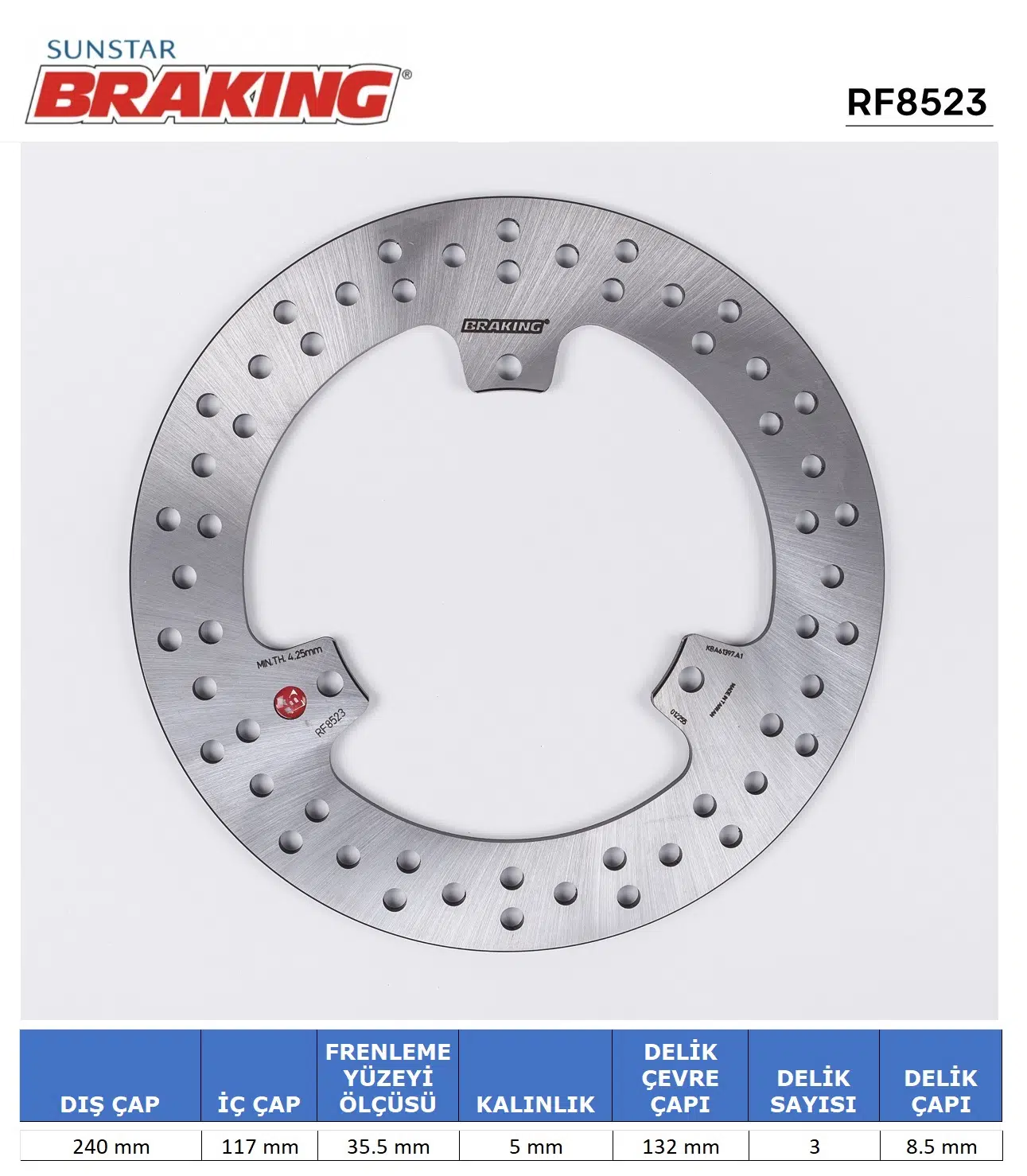 YAMAHA X-MAX 250 YUVARLAK ARKA FREN DİSKİ 3 DELİK IRON MAX 125cc 2016-2020