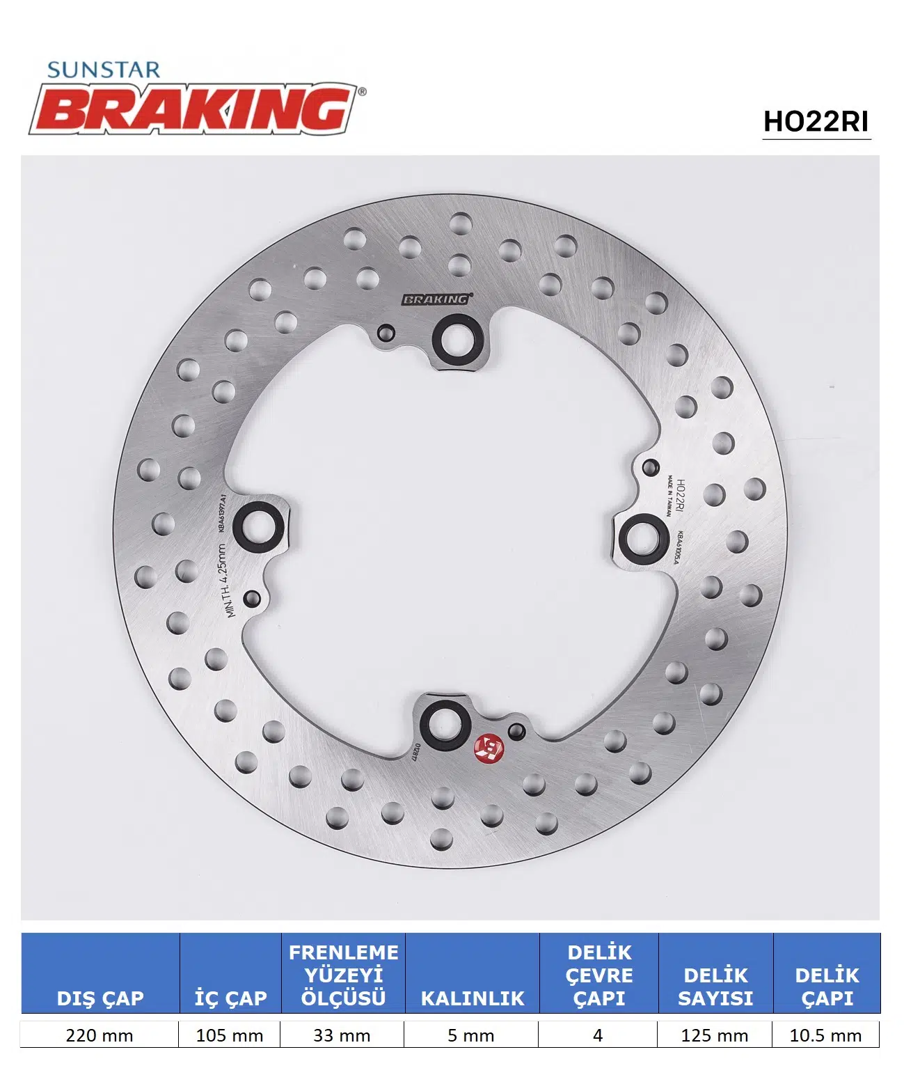 YUVARLAK ARKA FREN DİSKİ TRIUMPH SPEED TRIPLE R S RS 1050cc 2005-2021