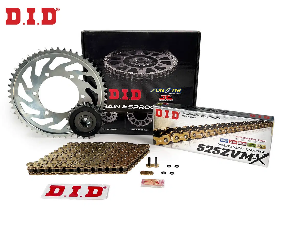 ZİNCİR DİŞLİ SETİ APRILIA RSV4 RR 1000cc ZİNCİR: DID-525ZVM-X Gold-110 ÖN-ARKA DİŞLİ: JT 16T-41T 2015-2021