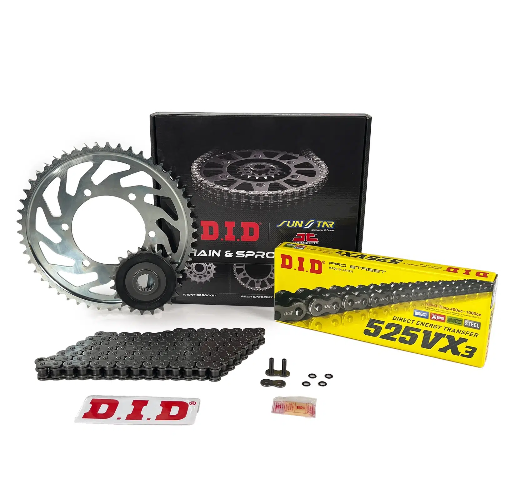 ZİNCİR DİŞLİ SETİ BMW F R 800cc ZİNCİR: DID-525VX3 Çelik-120 ÖN DİŞLİ: JT 20T ARKA DİŞLİ: SUNSTAR 47T 2009-2018