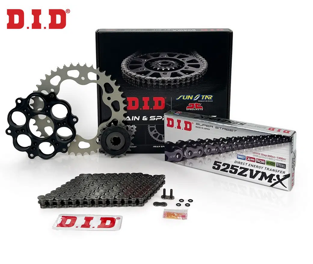 ZİNCİR DİŞLİ SETİ DUCATI EVO 848cc ZİNCİR: DID-525ZVM-X Çelik-98 ÖN DİŞLİ: JT 15T ARKA DİŞLİ: SUNSTAR 39T 2011-2013