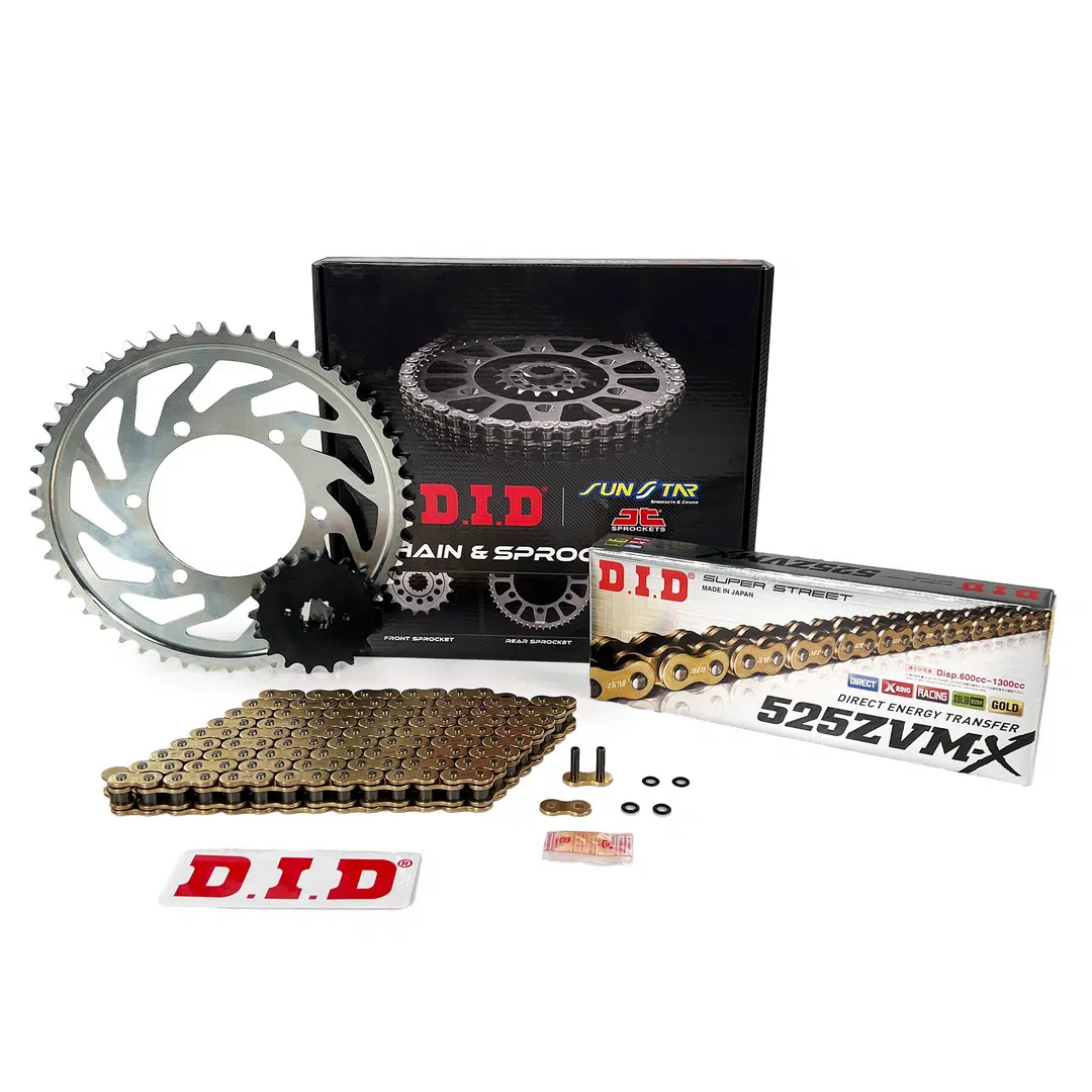 ZİNCİR DİŞLİ SETİ DUCATI PANIGALE 1199cc ZİNCİR: DID-525ZVM-X Gold-104 ÖN-ARKA DİŞLİ : SUNSTAR 15T-39T 2012-2015