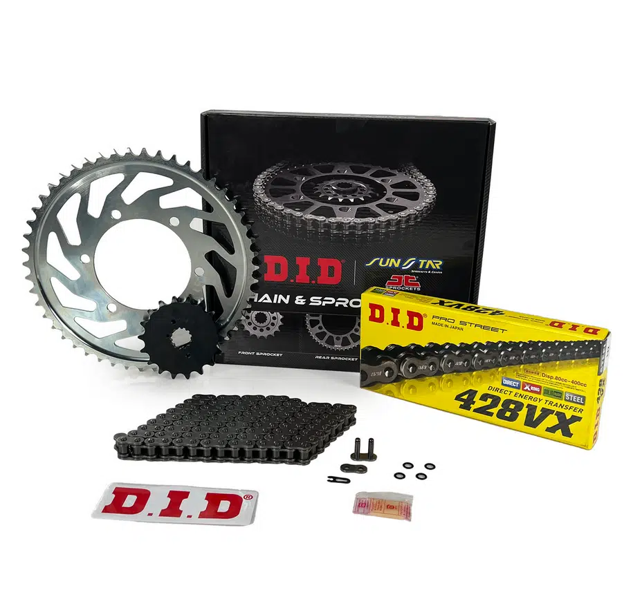 ZİNCİR DİŞLİ SETİ HONDA CBF 150cc ZİNCİR: DID-428VX Çelik-126 ÖN-ARKA DİŞLİ : JT 15T-43T 2004-2017