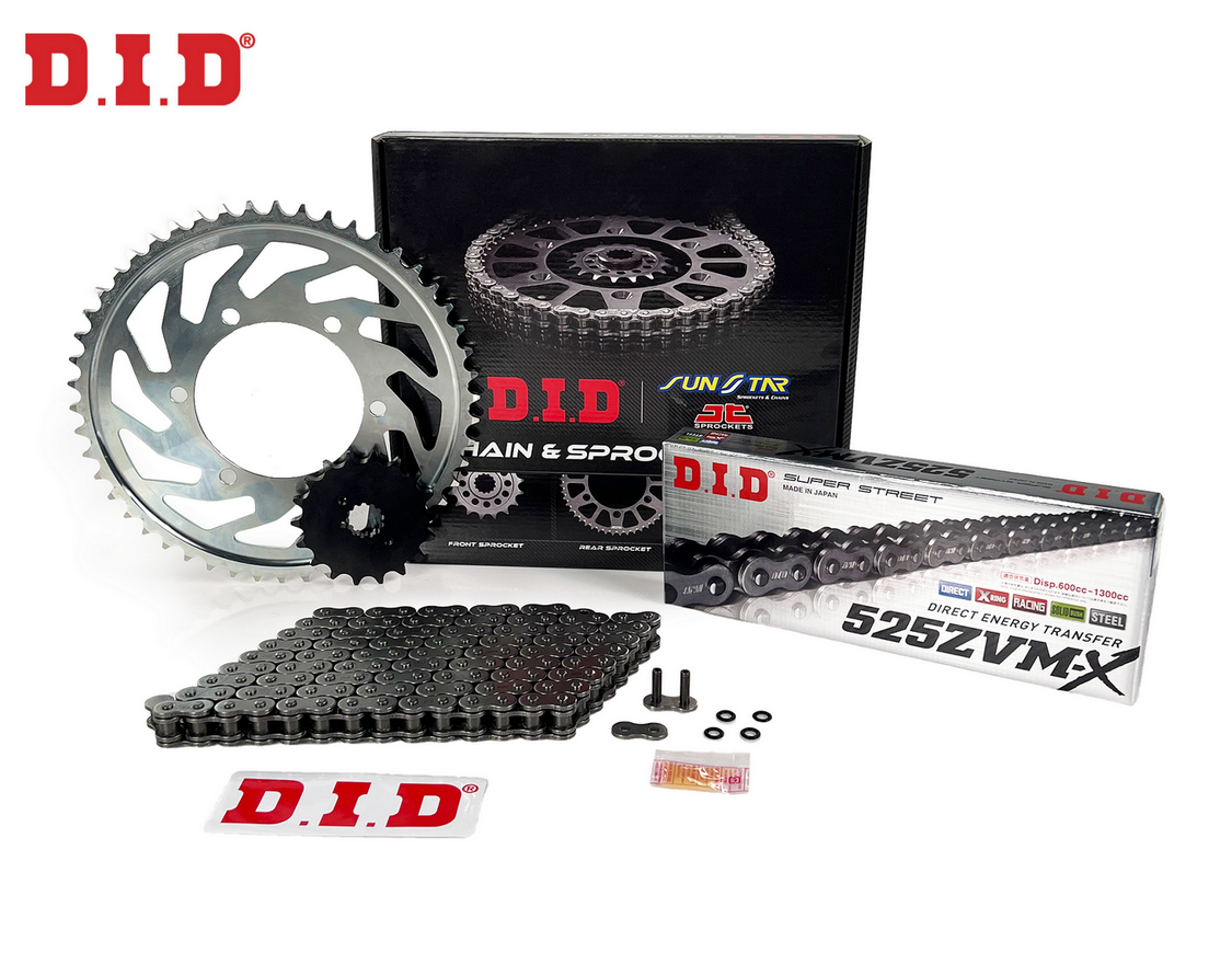 ZİNCİR DİŞLİ SETİ HONDA CBR RRR SP 1000 cc ZİNCİR: DID-525ZVM-X Çelik-118 ÖN-ARKA DİŞLİ: SUNSTAR 16T-43T 2022