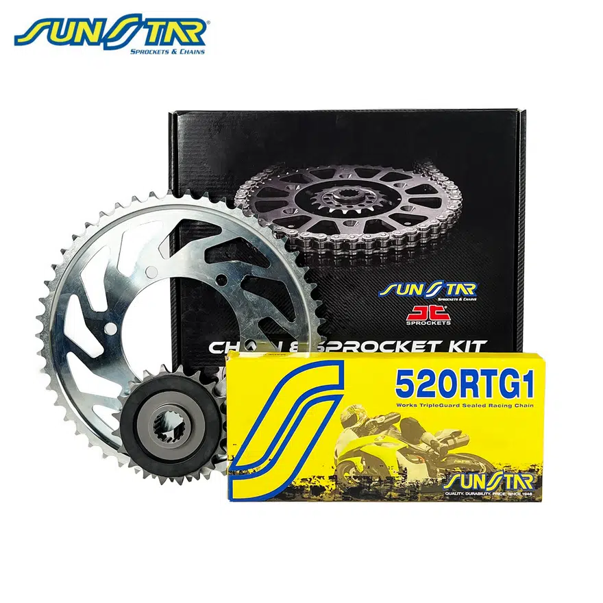 ZİNCİR DİŞLİ SETİ KAWASAKI Z 250 SL 250cc ZİNCİR: SUNSTAR 520RTG1 Gold-104 ÖN-ARKA DİŞLİ: JT 14T-42T 2015-2017