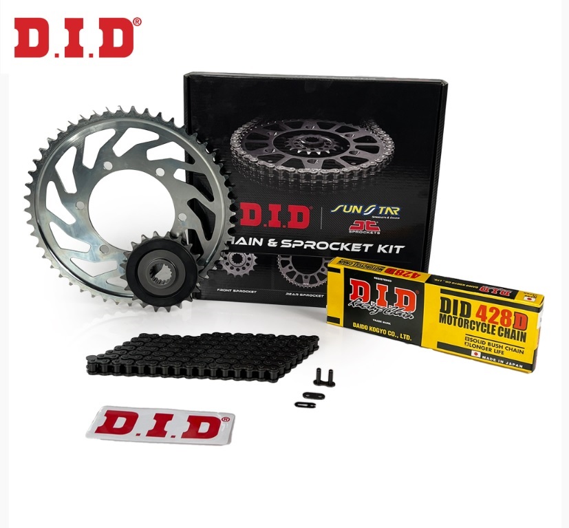 ZİNCİR DİŞLİ SETİ YAMAHA MT-125 125cc ZİNCİR: DID-428D Çelik-130 ÖN-ARKA DİŞLİ: JT14T-52T 2024
