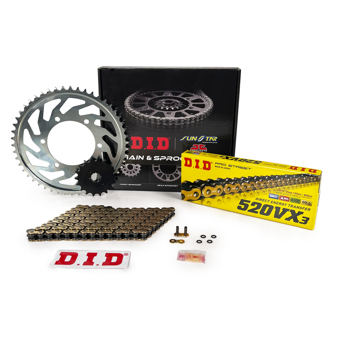 ZİNCİR DİŞLİ SETİ YAMAHA WR F 450cc ZİNCİR: DID-520VX3 Gold-114 ÖN-ARKA DİŞLİ : SUNSTAR 14T-50T 2003-2006
