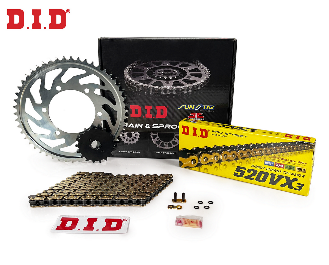 ZİNCİR DİŞLİ SETİ YAMAHA YZ F 250cc ZİNCİR: DID-520VX3 Gold-112 ÖN DİŞLİ: JT 13T ARKA DİŞLİ: SUNSTAR 48T 2001-2004